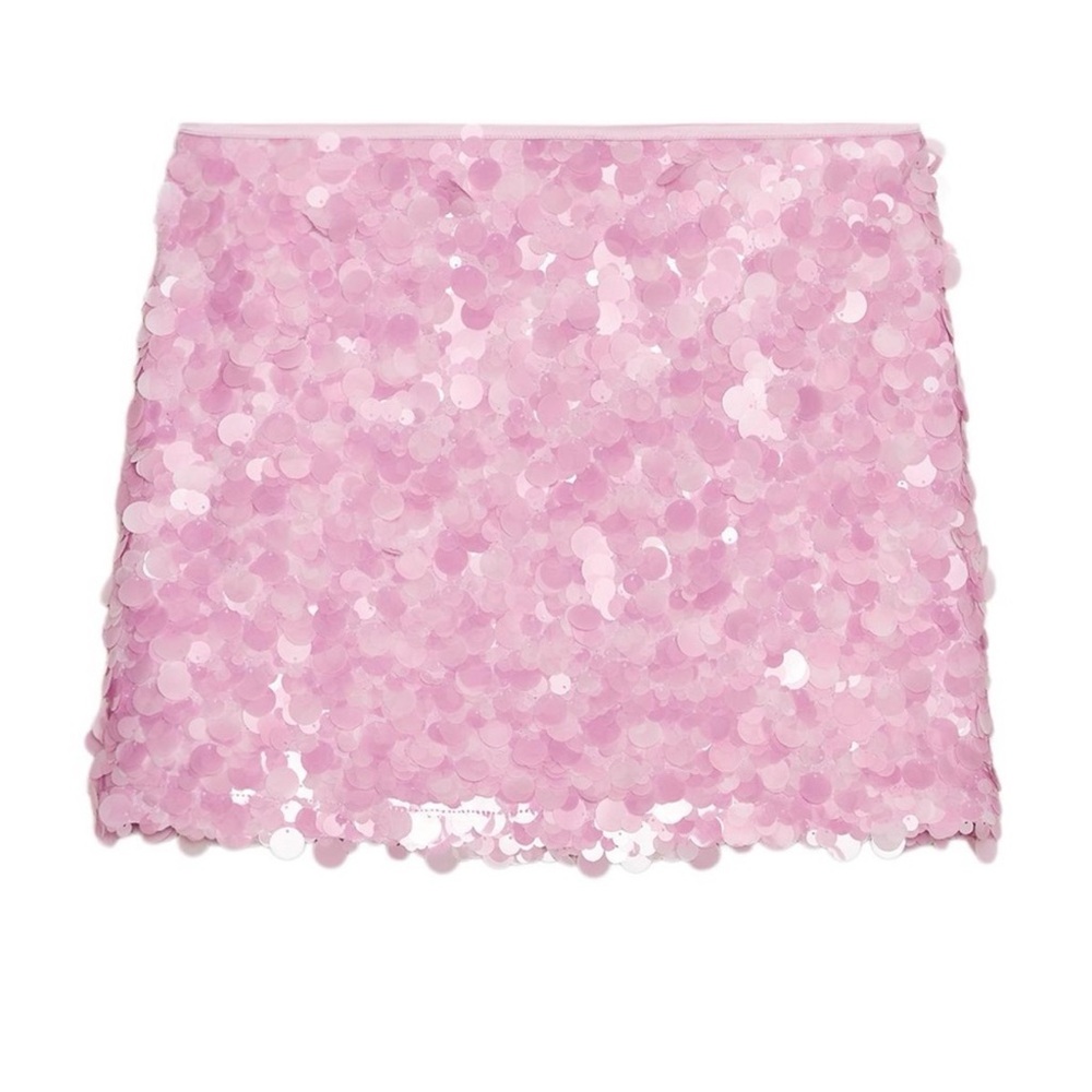 Zara Pink Sequin Mini Skirt - Picture 2 of 16